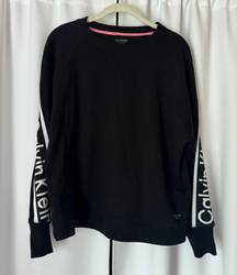 Calvin Klein Performance Logo Black & White Crewneck Sweatshirt Size Small