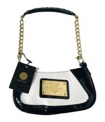 NEW Akademiks Y2K Black and White Embossed Logo Purse with Chain Strap MSRP $48