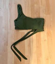 NEW MOOSLOVER 1 Shoulder Bikini Top only Sage Green M