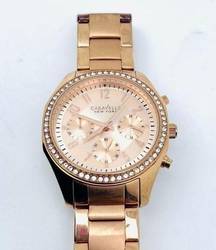 Caravelle Womens Rose Gold Finish Chronograph Watch