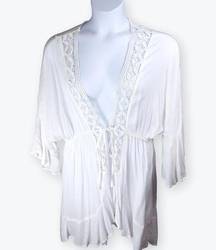 Maurices White Crinkle Tie Swim Cover Up Top XL NWOT