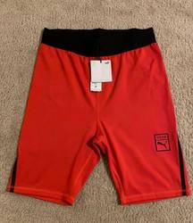 Puma NWT!  Vogue Sz M Fitted Athletic Shorts Red & Black  Cute!