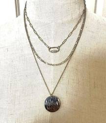 C 1946 hammered disc multi strand silver necklace