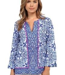 Lilly Pulitzer  Amelia Island Tunic Top Cotton Blue White XS