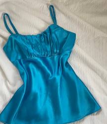 Blue Satin Y2K Tank Top slip