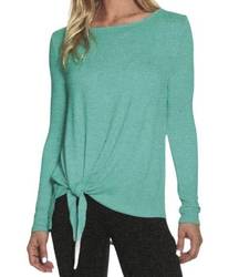 Zeroxposur 3X platinum jade green front knotted pullover knit blouse top