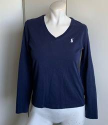 Ralph Lauren  Sport small blue V-neck long sleeve T-shirt