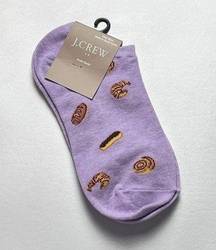 J.Crew  Women's Cute and Trendy Breakfast  Print Style  Ankle Socks Sz OS NWT