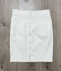 Ivory Pencil Zipper Mini Skirt Size US 4/FR 36