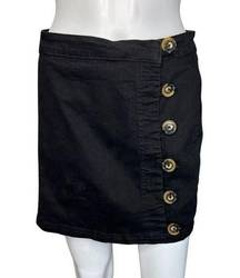 Momokrom Skirt Womens Small Black Mini Length Buttons Neutral Casual Preppy Y2K