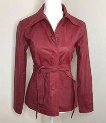 Vintage y2k Vegan red leather tie waste jacket