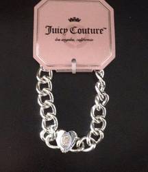 New Juicy Couture Silver Chain & Pave Heart Bracel