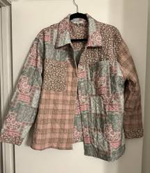 Pink And Green Patchwork Quilted Jacket