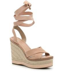 Pharrah Espadrille Wedge Sandals Tie Wrap Ankle Tan Size 9.5