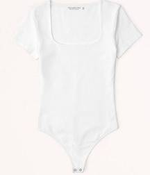 Abercrombie & Fitch Short-Sleeve Cotton-Blend Seamless Fabric Squareneck Bodysuit