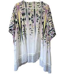 Victoria's Secret Kimono M/L Open Front Fringe Wide Sleeve Geometric