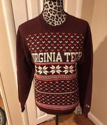 Champion  Virginia Tech Sweatshirt Womens Sz XS Holiday Snowflake Vintage READ G6