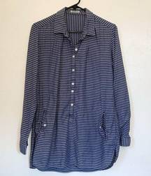 Toad&Co long sleeve blue striped cotton tunic size M