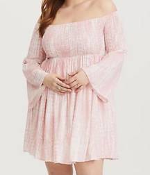 Torrid Pink and White Tie-Dye Smocked Mini Dress