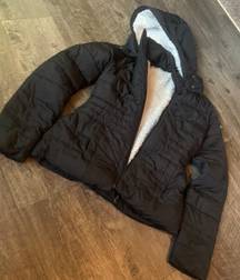 Hollister Black Sherpa Lined Puffer Coat Women’s Sz XS