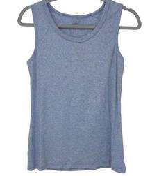 LAURA SCOTT BLUE RIBBED COTTON STRETCH TANK TOP LARGE