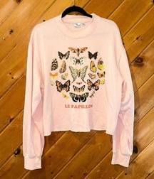 Public Library “Le Papillon” butterfly cropped crewneck sweatshirt