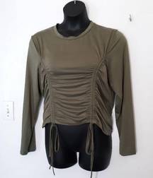 Roma Concept olive green drawstring side top