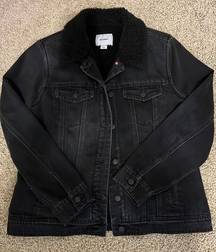 Sherpa Lined Black Denim Jacket