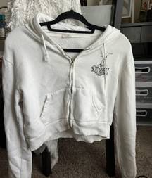 John Galt White Cropped Zip Up