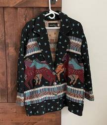 Laurel Burch Silverado Jacket Large Navajo Horses Quilt Handmade Western Cowboy