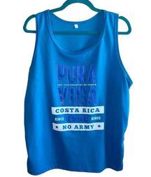 Pura Vida Costa Rica Blue Graphic Tank Top