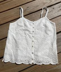 White Eyelet Lace Tank