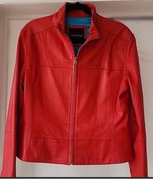 Red leather jacket, size S by