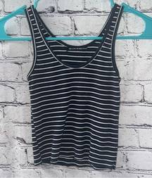 Brandy Melville  Blue and White Striped Ribbed Cropped Tank Top Small