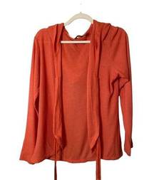 Merrell Open Front Drape Womens Long Sleeve Cardigan Sweater Coral Sz Large