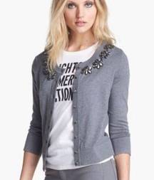 Kate Spade Grey Embellished Cardigan Sz. S