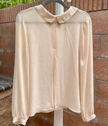 Ivory, Cream Long Sleeved Semi-Sheer Blouse