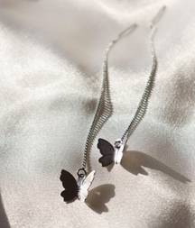 Boutique Dainty Silver Butterfly Threader Earrings