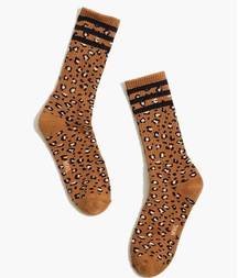 Madewell MWL Cloudlift Sneaker Ankle Socks in Leopard Athletic Stripe NWT