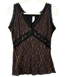 Maidenform Flexees Tank Top Womens 2XL Black Shapewear Chic Lace Overlay Cami