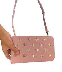 NWOT Betsey Johnson dusty pink gold skulls faux leather crossbody