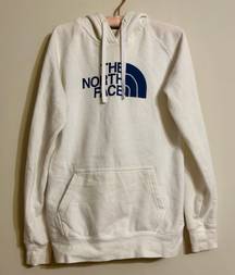 The North Face White & Blue Logo Hoodie Women’s MEDIUM