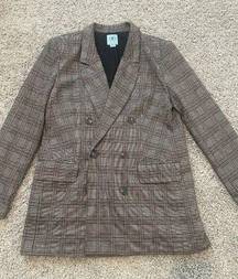 Double Breasted Blazer Jacket Womens 6 Oversize Plaid Grey Black Red