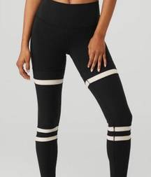 alo high waist legit legging black with white stripes