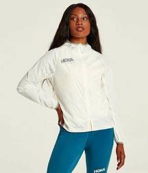 Hoka One One Women's Performance Running Full Zip Hooded Wind Jacket - White