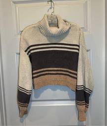 MM by My Michelle Brown/Tan Colorblock Cropped Sweater Size S