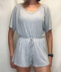 143 Story by Line Up Women's Romper M Med Medium Light Grey Gray Soft Ribbed Tie