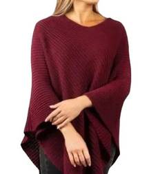 Love Your Melon Knit Poncho Pullover Sweater Red One Size NWT