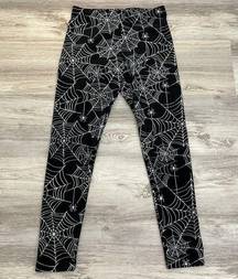 Black with White Spider & Web Print Soft Fleece Jr Size L (11-13)