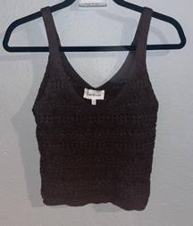 brown crocheted tank top